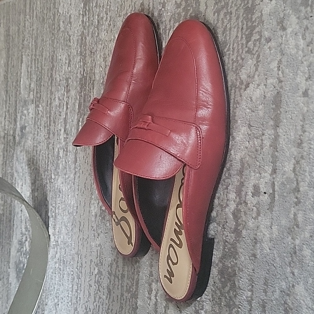SAM EDELMAN RED LEATHER MULES